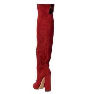 Christian Dior Red Suede Over-The-Knee Boots